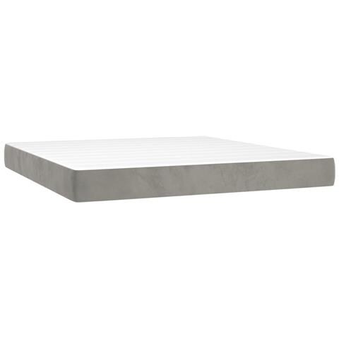 Letto A Molle Materasso E Led Grigio Chiaro 160x200 Cm Velluto - Foto 2