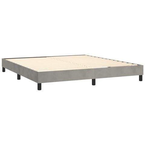 Letto A Molle Materasso E Led Grigio Chiaro 160x200 Cm Velluto - Foto 8