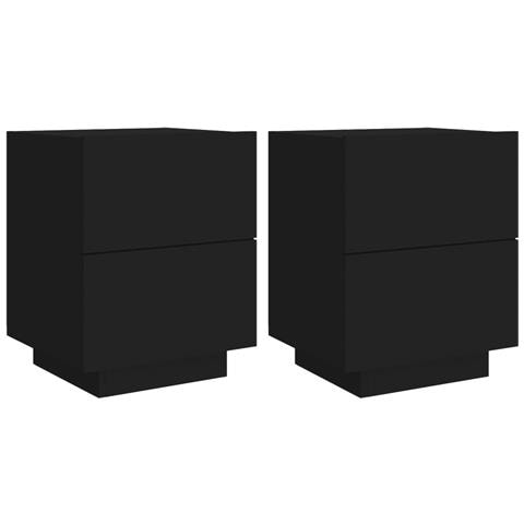 Comodini Con Luci Led 2pz Neri In Legno Multistrato - Foto 2