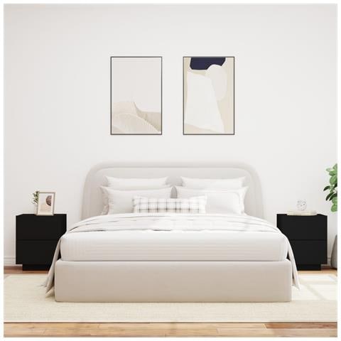 Comodini Con Luci Led 2pz Neri In Legno Multistrato - Foto 3