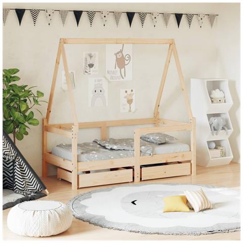 Giroletto Bambini con Cassetti 70x140 cm Legno Massello di Pino - Foto 1