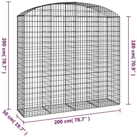 Cesto Gabbione Ad Arco 200x50x180/200 Cm Ferro Zincato - Foto 4