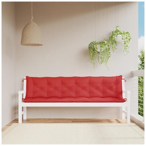Cuscini Per Panca 2 Pz Rossi 200x50x7 Cm In Tessuto Oxford - Foto 1
