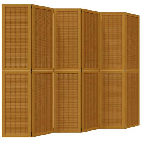 Divisorio Ambienti 6 Pannelli Marrone Legno Massello Paulownia - Foto 2