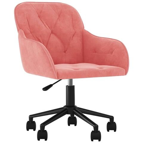 Sedia Girevole Da Ufficio Rosa In Velluto - Foto 2