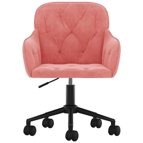 Sedia Girevole Da Ufficio Rosa In Velluto - Foto 3