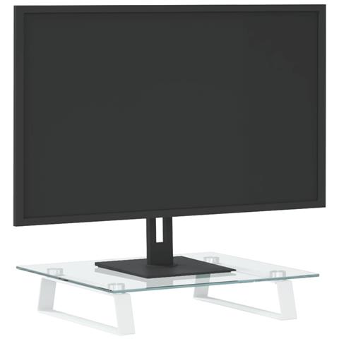 Supporto Per Monitor Bianco 40x35x8cm Vetro Temperato E Metallo - Foto 3
