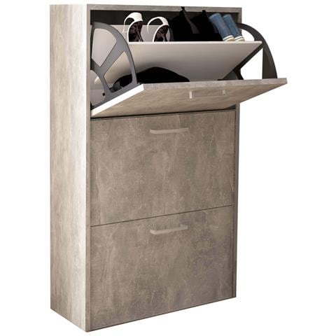 Scarpiera Da Interno A 3 Ante A Doppio Scomparto In Legno Ilenia - Gray - Foto 1