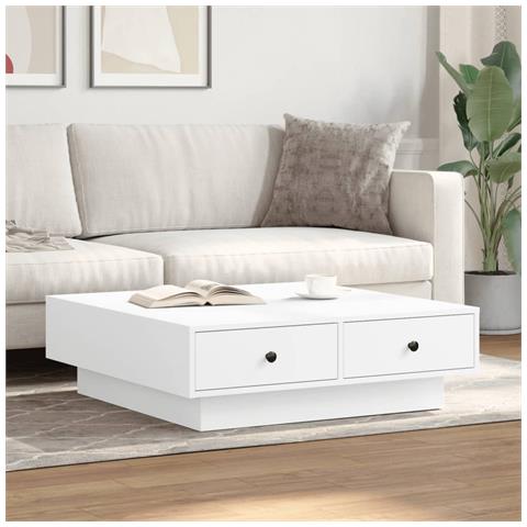 Tavolino Da Salotto Bianco 90x90x28 Cm In Truciolato - Foto 3