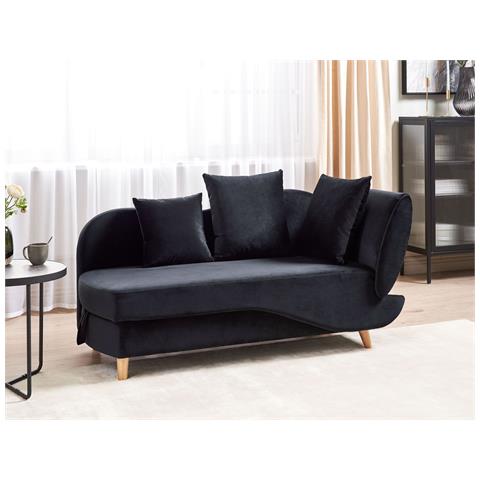 Chaise Longue Versione Destra Meri Velluto Nero Con Contenitore - Foto 1