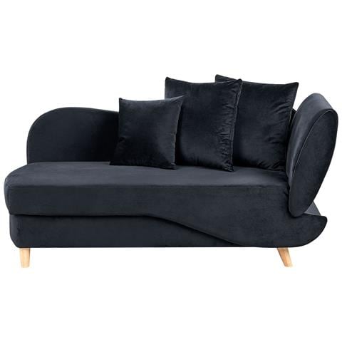 Chaise Longue Versione Destra Meri Velluto Nero Con Contenitore - Foto 2