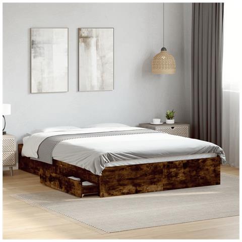 Giroletto Con Cassetti Rovere Fumo 140x200 Cm Legno Multistrato - Foto 1