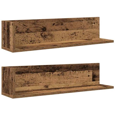 Mensole Da Parete 2pz Legno Vecchio 75x16,5x16,5 Cm Truciolato - Foto 2