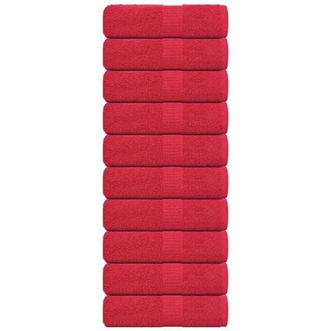 Asciugamani Ospiti 10 Pz Rossi 30x50 Cm 360 G /m 100% Cotone - Foto 1