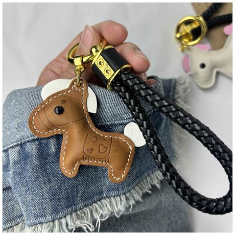 Grazioso Portachiavi In Pelle Di Cavallo Per Auto Brown - Foto 2