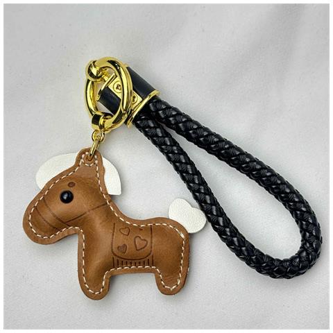 Grazioso Portachiavi In Pelle Di Cavallo Per Auto Brown - Foto 3