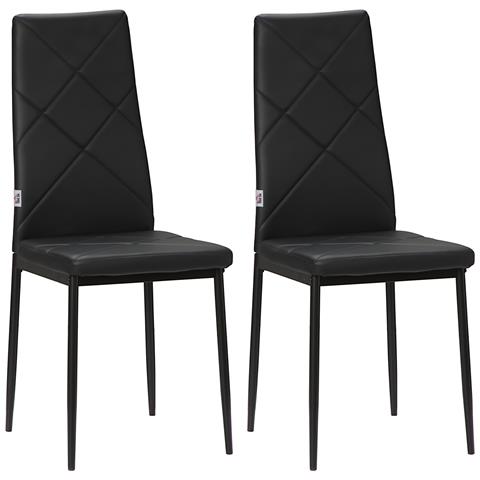 Set di 2 Sedie da Pranzo Moderne con Schienale Alto in Finta Pelle e Acciaio, 41x50x97 cm, Nero - Foto 1