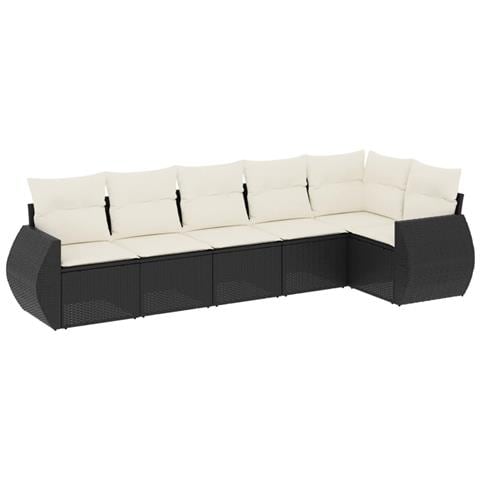 Set Divano Da Giardino 6 Pz Con Cuscini Nero In Polyrattan - Foto 2