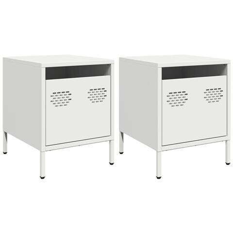 Comodini 2 Pz Bianco 35x39x43,5 Cm In Acciaio - Foto 2