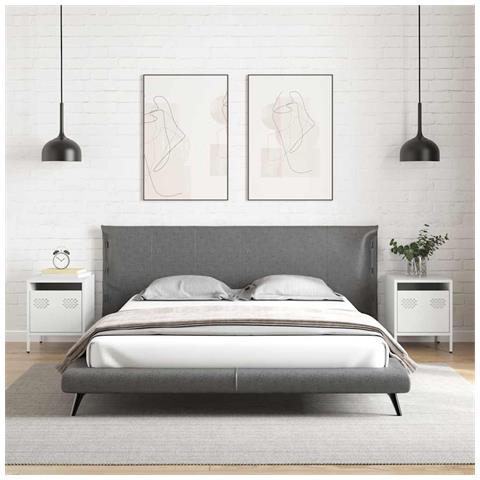 Comodini 2 Pz Bianco 35x39x43,5 Cm In Acciaio - Foto 3