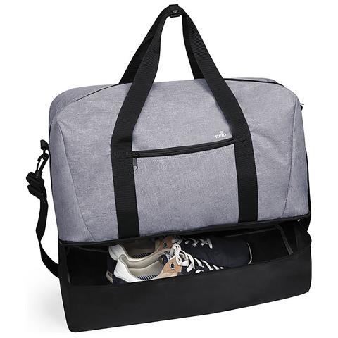 Borsa Da Viaggio In Poliestere 6000d Con Finitura Denim Con Protezione Rfid. Scomparto Per Scarpe 50x38x24 Cm. Grigio - Foto 2