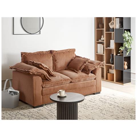 Divano 2 Posti Tirro Velluto A Coste Marrone - Foto 1