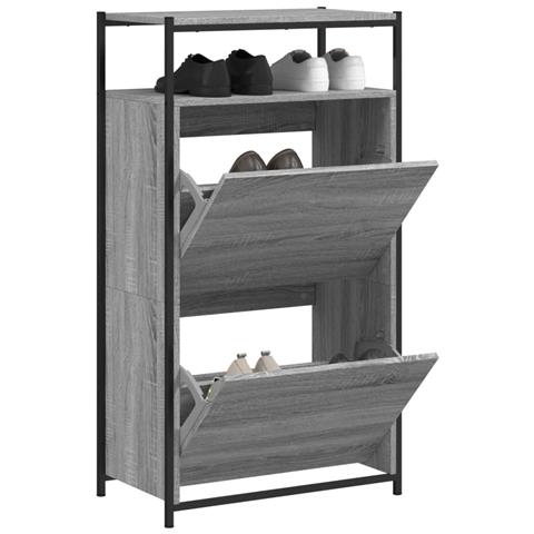 Lusso Casadino - Scarpiera Grigio Sonoma 60x34x112 Cm In Legno Multistrato - Foto 8