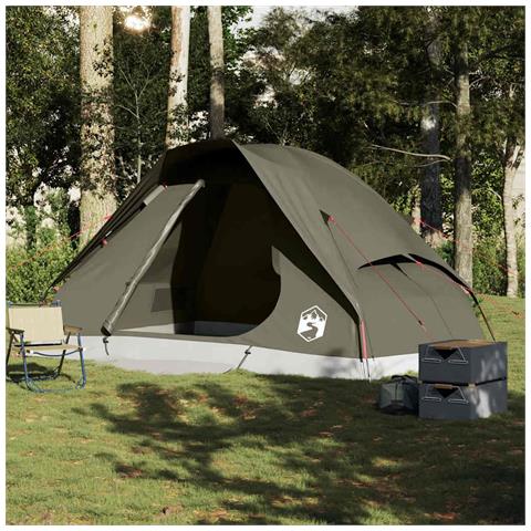 Tenda da Campeggio a Cupola per 6 Persone Marrone Impermeabile - Foto 2