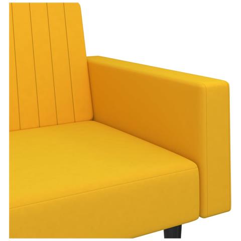 Divano Letto a 2 Posti Giallo in Velluto - Foto 9