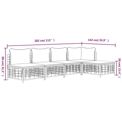 Set Divani da Giardino 5 pz con Cuscini Antracite in Polyrattan - Foto 9