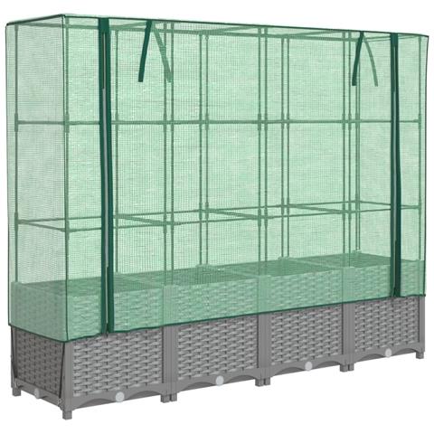 Letto Rialzato con Copertura Serra Effetto Rattan 160x40x138 cm - Foto 1