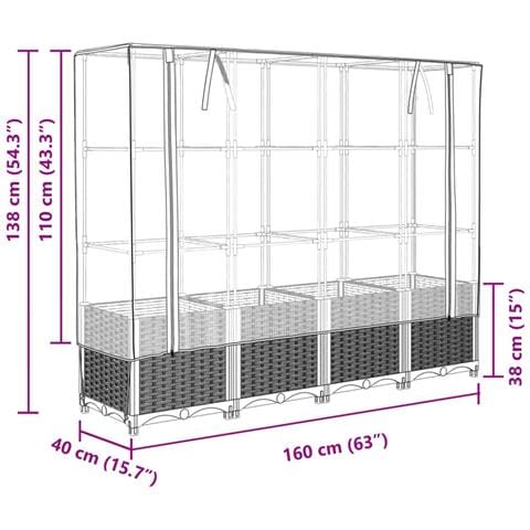 Letto Rialzato con Copertura Serra Effetto Rattan 160x40x138 cm - Foto 9