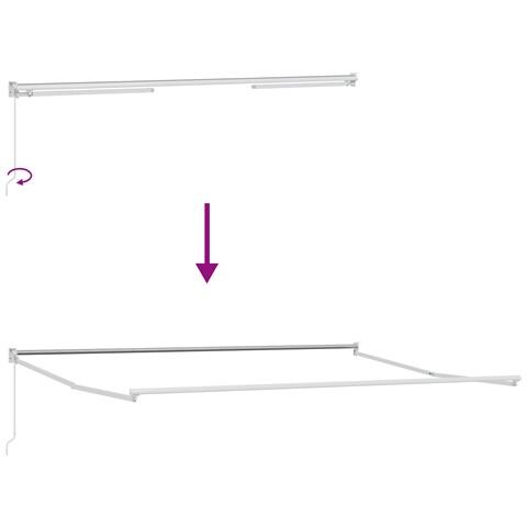 Tenda Retrattile Manuale  Verde e Bianco 450x300 cm, Tessuto di Ricambio per Tenda  per Telaio 4,5x3 m Verde e Bianco - Foto 9
