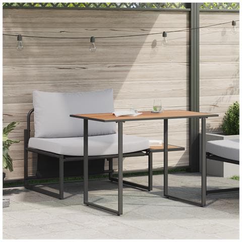 Set da pranzo da giardino da 2 pezzi con sedia singola e cuscini grigio chiaro - Foto 2