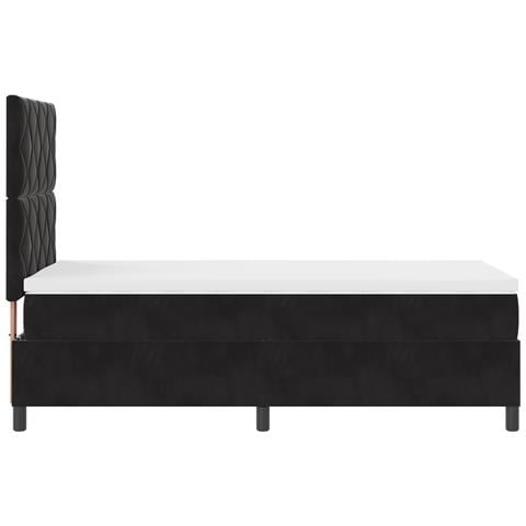 Letto Box Spring con Materasso Nero 100x200 cm Velluto - Foto 9