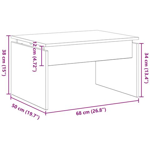 Tavolino da caffè in rovere nero 68x38x50 cm in legno ingegnerizzato - Foto 9