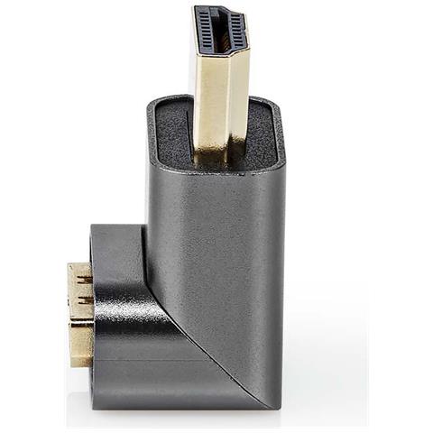 Adattatore Hdmi Con Connettore Angolato A 270° In Alluminio Per Hdmi Femmina, Grigio - Foto 5