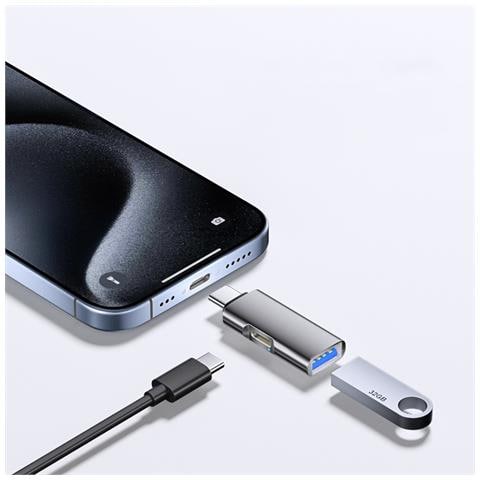 Adattatore Otg Da Type-c A Usb 3.0 + Tc Charging, Design Ovale - Trasferimento Dati Ad Alta Velocità E Ricarica Rapida Pd Grey - Foto 1