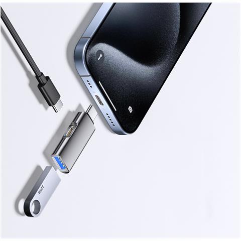 Adattatore Otg Da Type-c A Usb 3.0 + Tc Charging, Design Ovale - Trasferimento Dati Ad Alta Velocità E Ricarica Rapida Pd Grey - Foto 2