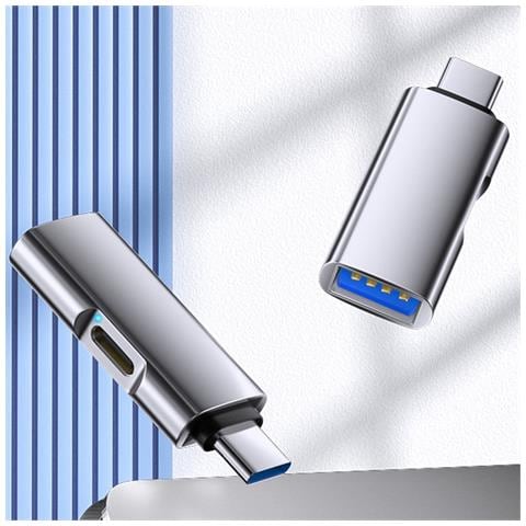 Adattatore Otg Da Type-c A Usb 3.0 + Tc Charging, Design Ovale - Trasferimento Dati Ad Alta Velocità E Ricarica Rapida Pd Grey - Foto 5