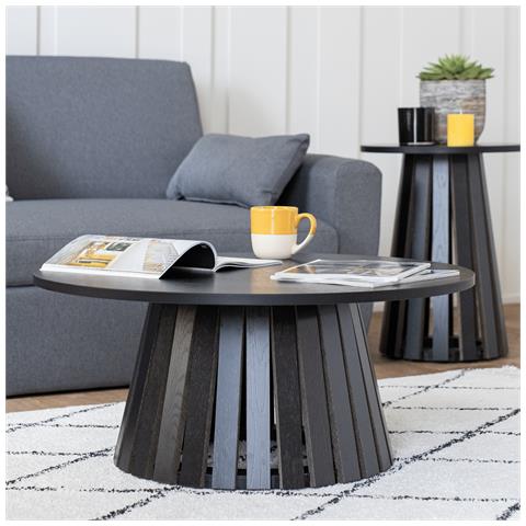 Liv Tavolino Rotondo 80cm In Stile Scandinavo Nero - Foto 8