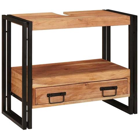 Mobile sottolavabo Legno massello di acacia e ferro - Foto 2