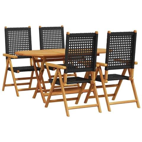 Set da Pranzo per Giardino 5 pcs Nero - Foto 1