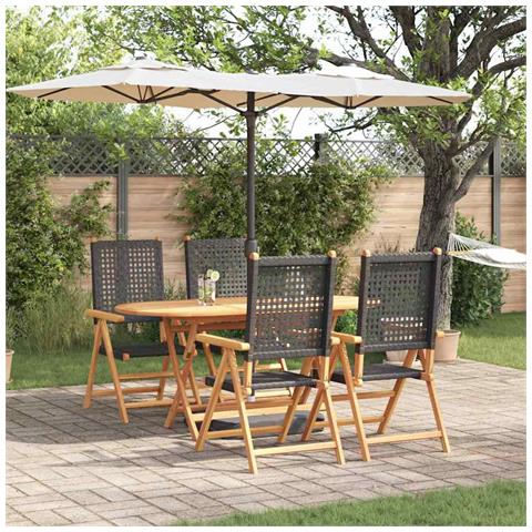 Set da Pranzo per Giardino 5 pcs Nero - Foto 2