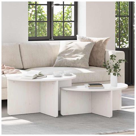 Tavolino da salotto 2 pcs Bianco 79 x 39.5 x 40 cm - Foto 2