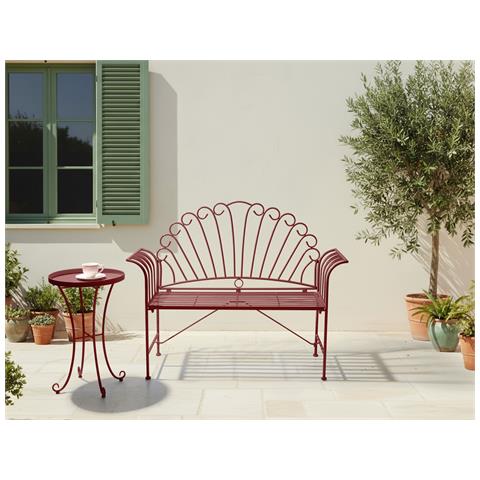 Panchina Da Giardino Cavinia 125 Cm Metallo Bordeaux - Foto 1