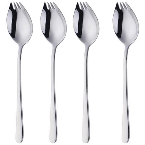 Set Di 4 Spork In Acciaio Inossidabile All-in-one - Combinazione Multifunzionale Di Cucchiaio, Forchetta E Coltello - Foto 1