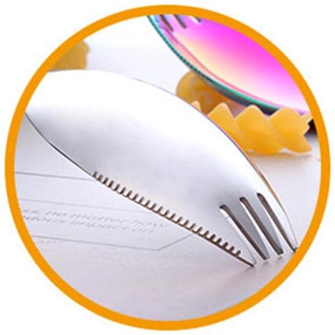 Set Di 4 Spork In Acciaio Inossidabile All-in-one - Combinazione Multifunzionale Di Cucchiaio, Forchetta E Coltello - Foto 4
