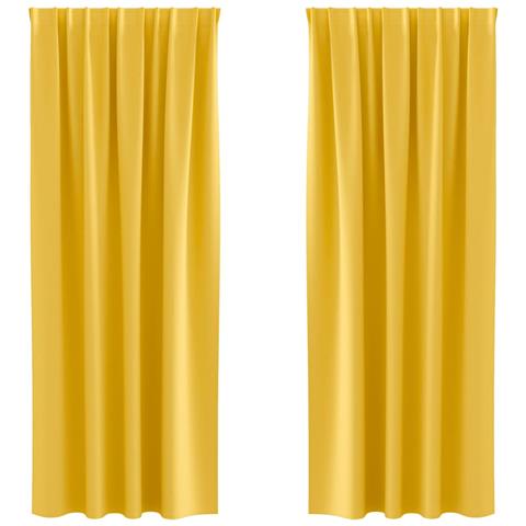 Tende con tende 2 pcs giallo senape Poliestere - Foto 1