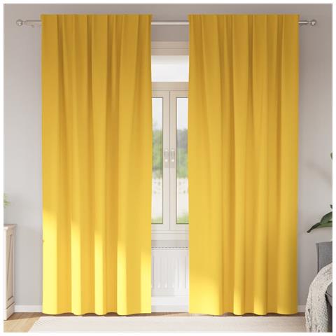 Tende con tende 2 pcs giallo senape Poliestere - Foto 2